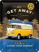 Nostalgic-Art Licensed Small Metal Sign VW Bulli Let's Get Away Night 15x20cm