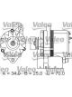 Valeo Alternator 14V w/ Belt Pulley 70mm 1 Ribs w/ Regulator Right 30