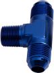 Aeroflow Tee With NPT On Side 1-1/4 Inch to -20AN Blue
