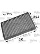 Valeo Cabin Air Filter Height 30mm, Width 197mm, Length 292mm Charcoal