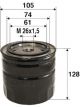 Valeo Oil Filter OD 105mm, Height 128mm, ID 74mm Spin-On Filter Bar 1