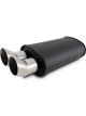 Vibrant Streetpower Oval Muffler with Dual Tips Inlet ID 2.50 Center of End Cap