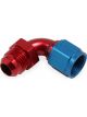 Earls 90 Degree Aluminum Fitting Coupler Red/Blue -12 AN -12 AN