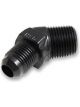 Earls 45 Degree Aluminum Fitting Adapter Black -3 AN 1/8