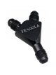 Fragola Y Fitting Flare To Flare Black Anodized -4 AN Male Threads