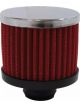 Racing Power Valve Cover Breather 3in Tall Push In Chrome/Red