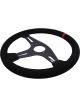 Raceworks 350mm Suede Steering Wheel Flat w/ Blue Stitching