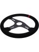 Raceworks 350mm Suede Steering Wheel Flat w/ Grey Stitching
