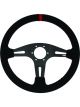 Raceworks 350mm Suede Steering Wheel Flat w/ Red Stitching
