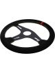 Raceworks 350mm Suede Steering Wheel Flat w/ Yellow Stitching