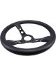 Raceworks 350mm Leather Steering Wheel Dished w/ Blue Stitching