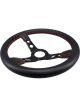 Raceworks 350mm Leather Steering Wheel Dished w/ Orange Stitching