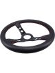Raceworks 350mm Leather Steering Wheel Dished w/ Red Stitching