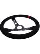 Raceworks 350mm Suede Steering Wheel Dished w/ Blue Stitching