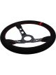 Raceworks 350mm Suede Steering Wheel Dished w/ Red Stitching