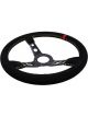 Raceworks 350mm Suede Steering Wheel Dished w/ Yellow Stitching