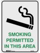 Brady Smoking Area Sign Smoking Permitted In This Area 300x450mm Metal