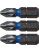 CK Tools Blue Steel Impact Screwdriver Bit 25mm PZ2 Card of 3