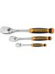Gearwrench 1/4in 3/8in 1/2in Drive 90-Tooth Teardrop Ratchet 3pc Set