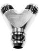 Aeroflow Y-Block -10AN Inlet, -8AN Outlets Silver