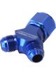 Aeroflow Y-Block Female Swivel -8AN Inlet to 2 x -6AN Outlets Blue