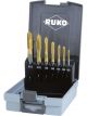 Ruko 7 Piece Set of Machine Taps Type C HSS TiN in Plastic Case
