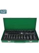 Toptul 32pc 1/2in Dr. 6pt Flank Impact Socket Set Metric