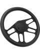 Proflow Billet 4 Slot Steering Wheel 14in Black/Black Leather
