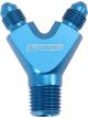 Aeroflow Y Block Adapter Blue 1 Male 1/4in NPT to 2 Male -3AN
