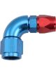 Aeroflow 200 Series Teflon 90 Deg Hose End -8AN to -8 Blue/Red