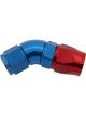Aeroflow 45 Deg Stepped Hose End -8AN to -10 Hose Blue/Red