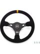 Grant Steering Wheel 12.625in Black Suede Grip Yellow Stripe Black