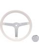 Grant Steering Wheel Classic 13.5in 3.5in Dish 3-Spoke White/Chrome