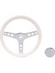 Grant Steering Wheel Classic 13.5in 2in Dish 3-Spoke White/Chrome