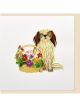 Boyle Quilled Greeting Card Puppy Dog with Flower Basket 15x15cm