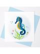 Boyle Quilled Greeting Card Sky Blue Sea Horse 15x15cm