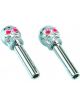 TFI Racing Door Lock Knobs Chrome Skulls Red Eye Pack 2 Fits Holden/Ford