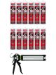 Soudal T-Rex Power Fast Grab Adhesive Sealant Clear 290ml 12 Pack + Gun Kit