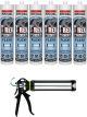 Soudal T-Rex Power Flexi Adhesive Sealant Steel Grey 290ml 6 Pack + Gun Kit