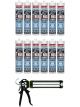 Soudal T-Rex Power Flexi Adhesive Sealant Bright White 290ml 12 Pack + Gun Kit