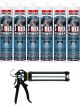Soudal T-Rex Power Adhesive Sealant Crystal Clear 290ml 6 Pack + Gun Kit