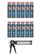 Soudal T-Rex Power Adhesive Sealant Crystal Clear 290ml 12 Pack + Gun Kit