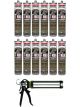 Soudal T-Rex Power Xtreme Adhesive Sealant Black 290ml 12 Pack + Gun Kit