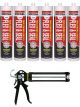 Soudal Multibond SMX25 Flex & Seal Sealant White 290ml 6 Pack + Gun Kit