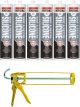 Soudal Roof & Gutter Silicone Sealant Grey 300ml 6 Pack + Gun Kit