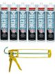 Soudal Roof & Gutter Silicone Sealant Translucent 300ml 6 Pack + Gun Kit