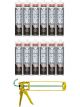 Soudal Roof & Gutter Silicone Sealant Grey 300ml 12 Pack + Gun Kit