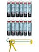 Soudal Roof & Gutter Silicone Sealant Translucent 300ml 12 Pack + Gun Kit