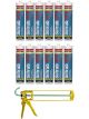 Soudal Silirub HT High Temperature Acetic Cure Silicone Sealant Black 310ml 12 Pack + Gun Kit