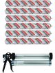 Soudal Silirub WS+ Neutral Cure Silicone Sealant Silver Grey 600ml 6 Pack + Gun Kit